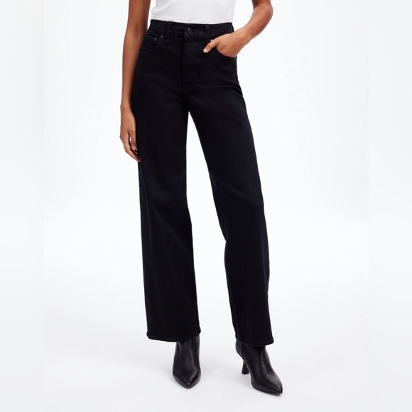 Madewell Denim - Madewell The Perfect Vintage Wide-Leg Jean in Black Rinse Wash Size 31 NWT